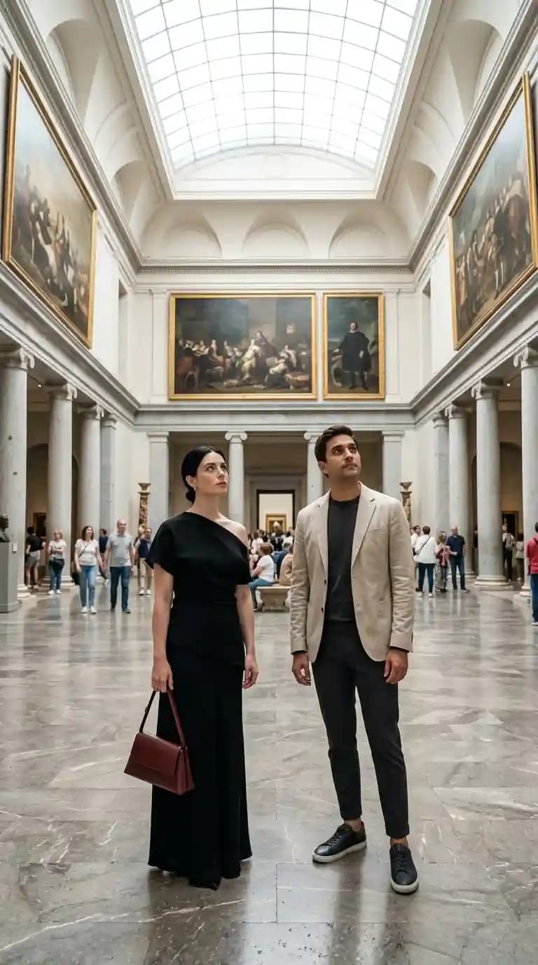 Black One-Shoulder Maxi Dress + Beige Blazer + Charcoal Trousers