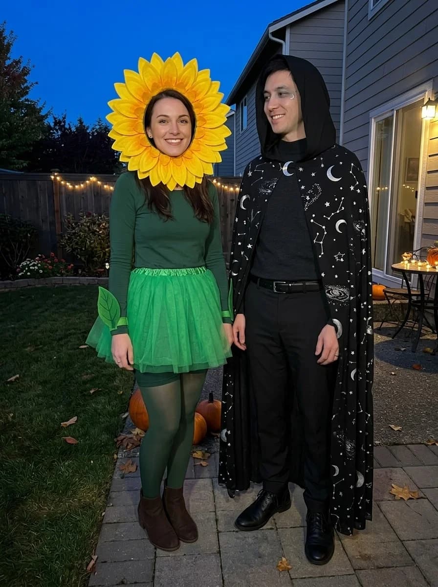 Sunflower & Moonlit Sky Couple Costume