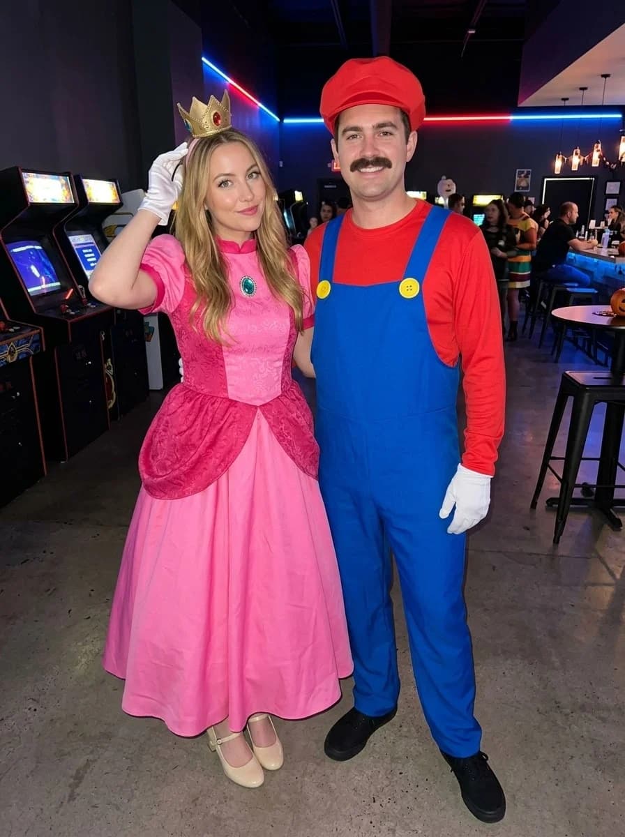 Princess Peach & Mario Couple Costume