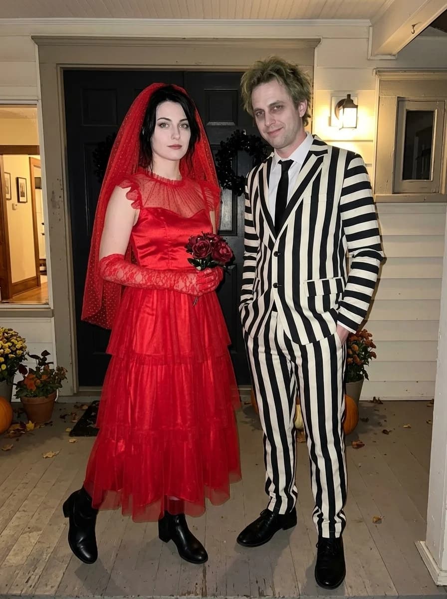 Lydia Deetz & Beetlejuice Wedding Couple Costume