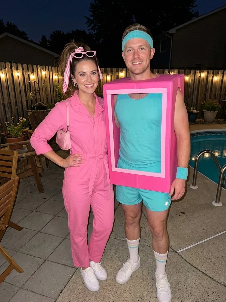 Barbie & Boxed Ken Couple Costume