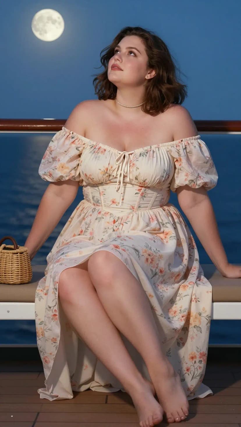 Cream Floral Print Corset Midi Dress