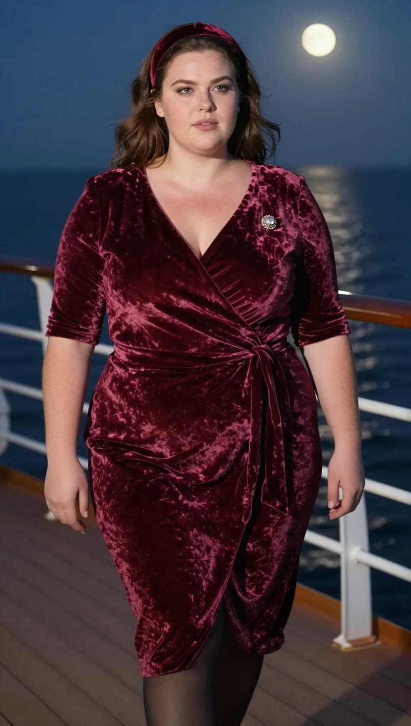 Burgundy Velvet Wrap Dress + Black Sheer Tights