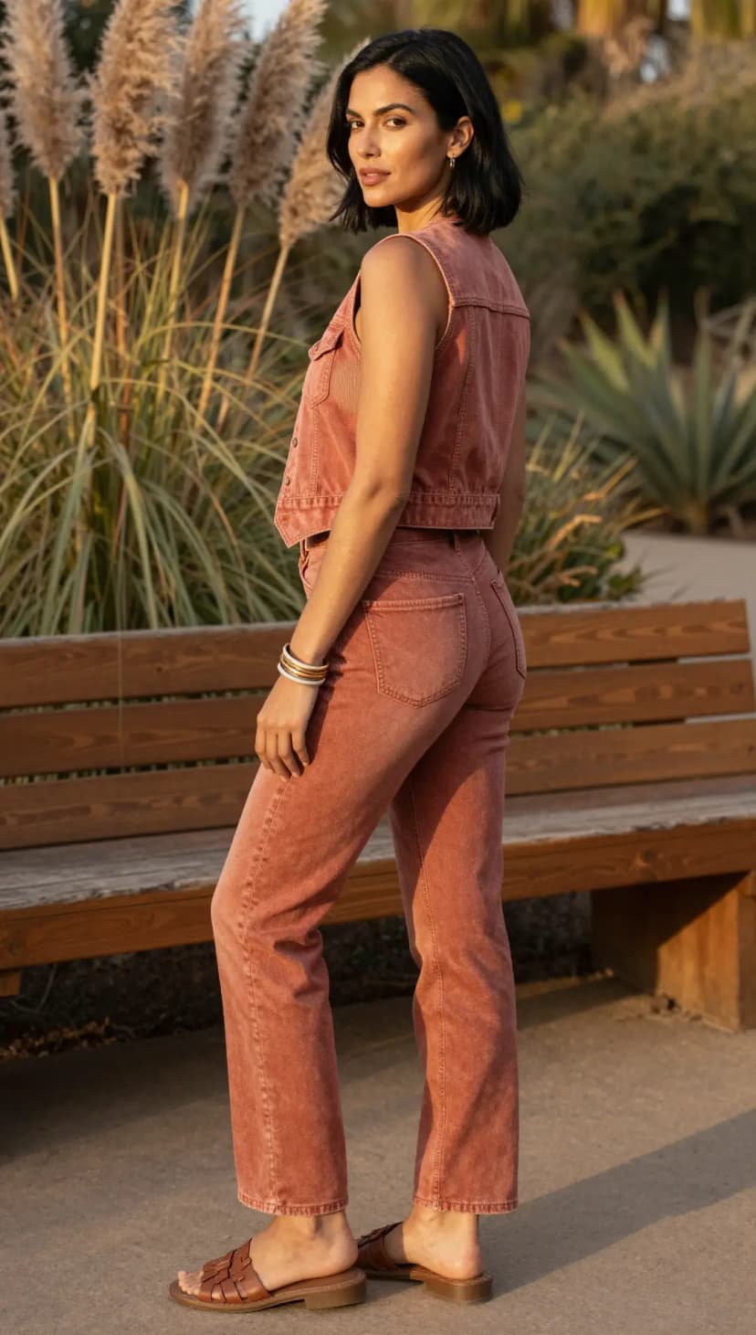 Rose Washed Denim Vest + Rose Washed Denim Jeans