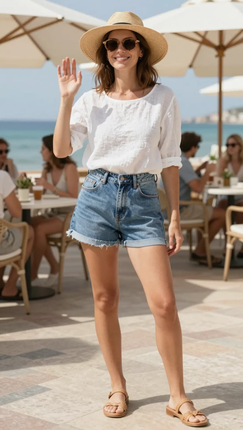 Black Ribbed Tank Top + Acid Wash Denim Culottes + Black Leather Ankle Boots