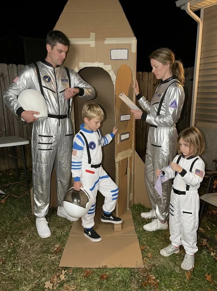 Space Explorer Family Costume with Astronauts and Rocket Crew