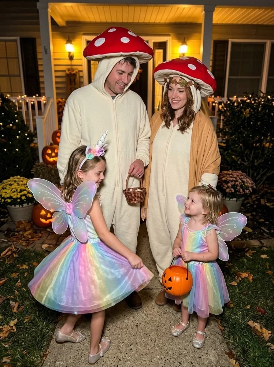 Enchanted Mushroom and Rainbow Fairy Family Costume