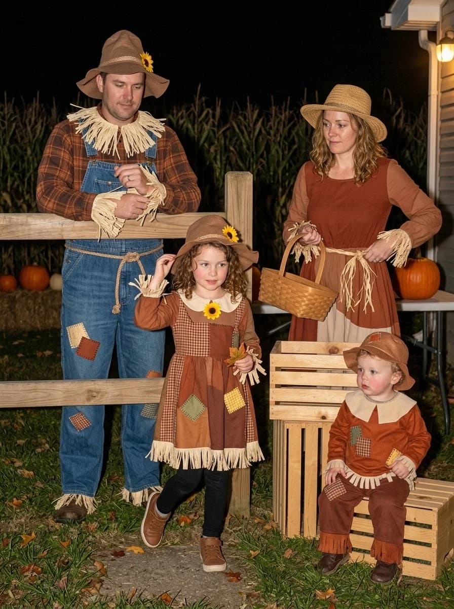Scarecrow Family Costume: A Cozy Harvest Crew
