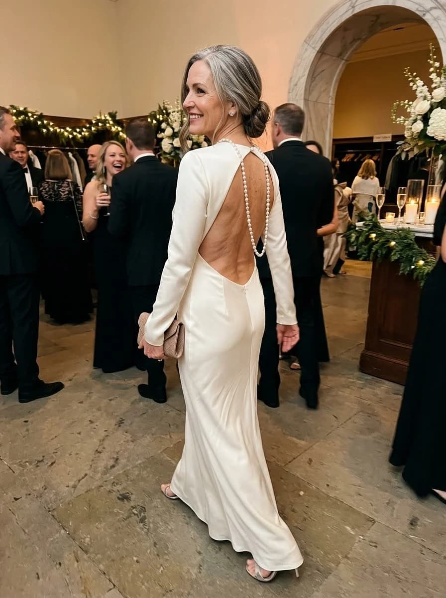 Ivory open-back gown