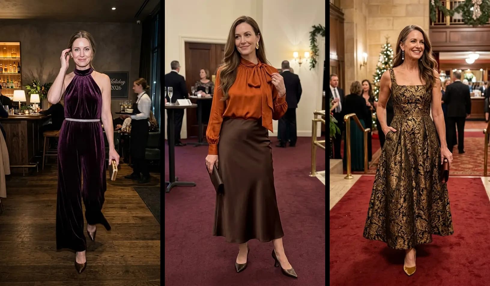 Elegant holiday party outfits for women over 40 and 50 2026
