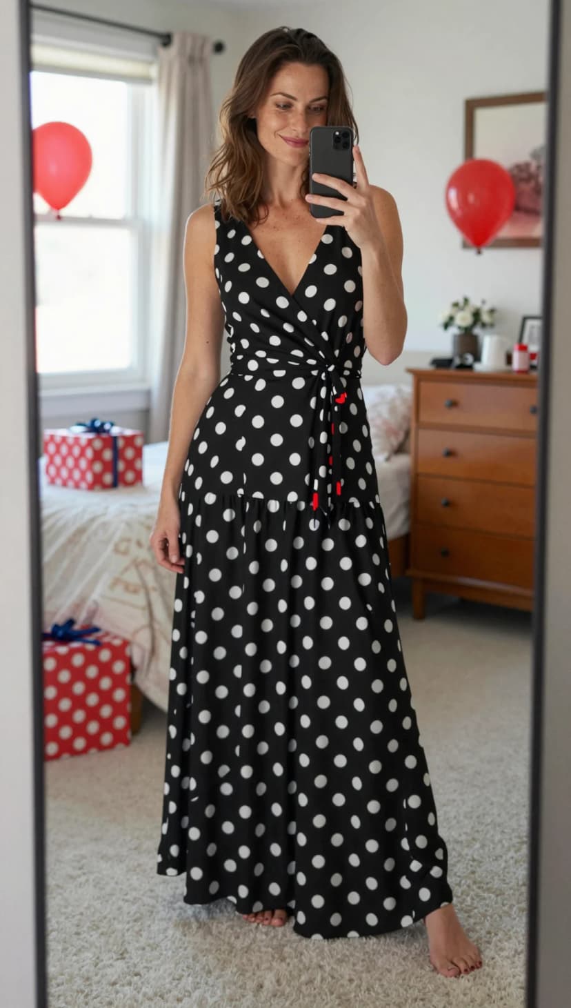 Black Polka Dot Maxi Dress