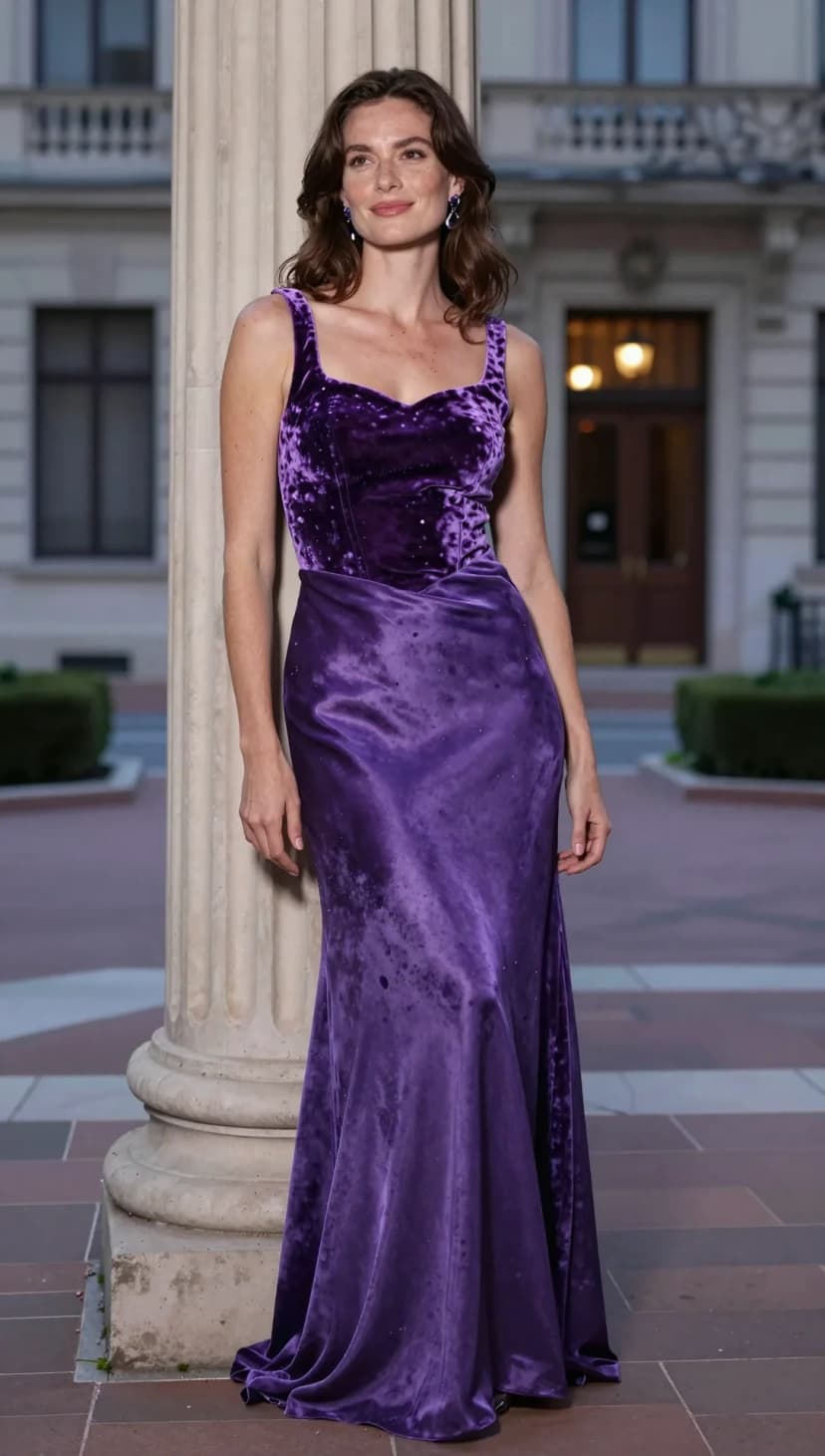 Purple Velvet Sweetheart Gown