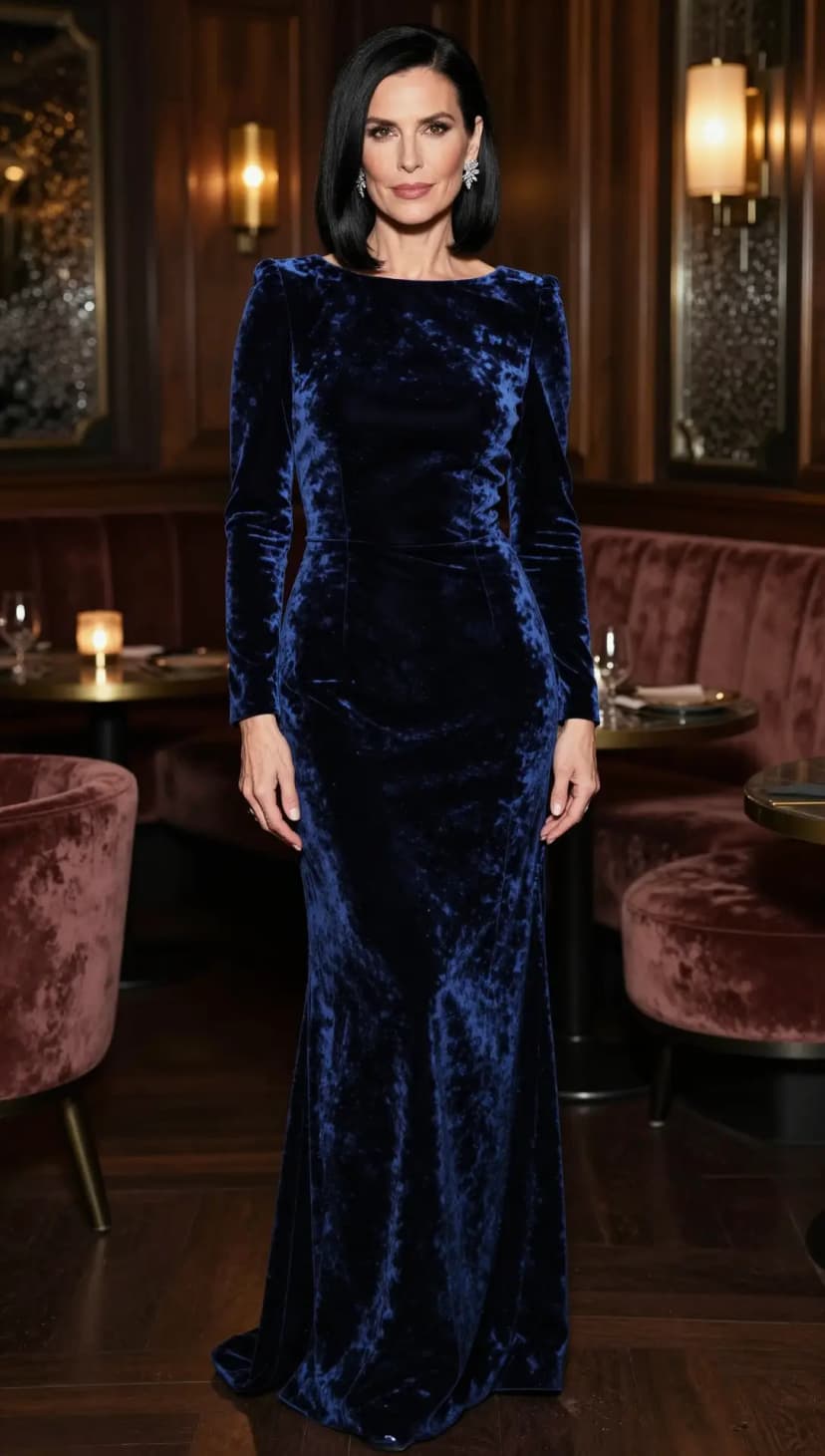 Navy Velvet Gown