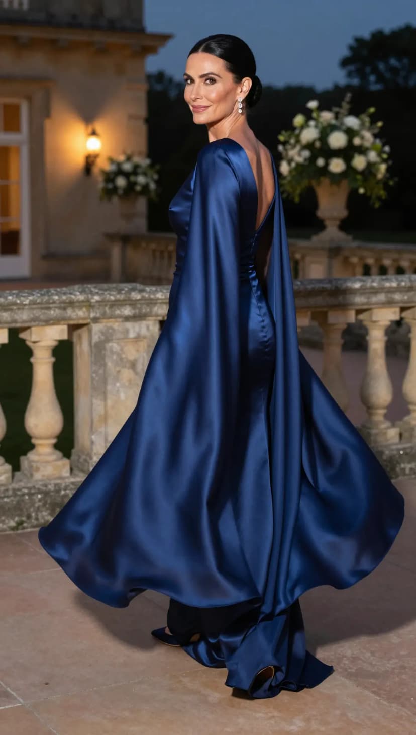 Navy Satin Gown