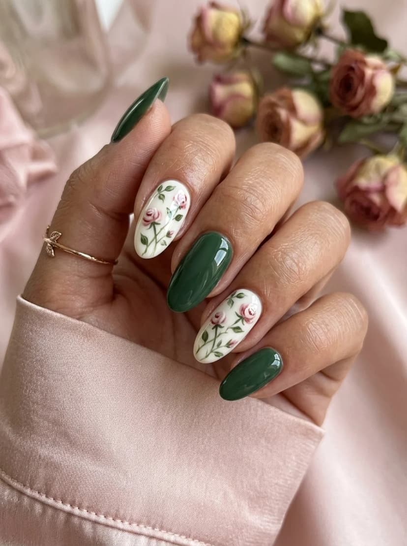 Forest Green with Rose Art