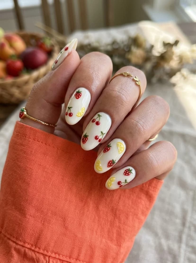 Strawberry, Cherry, and Lemon Nails