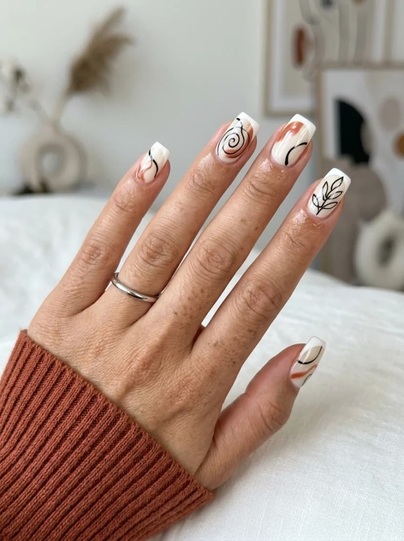 Abstract Line Art Nails