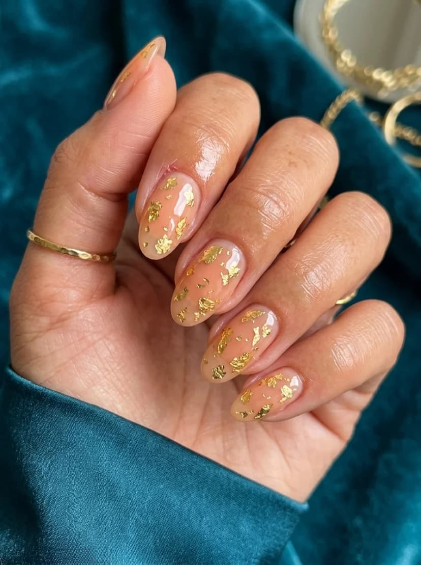 Gold Leaf Flake Nails