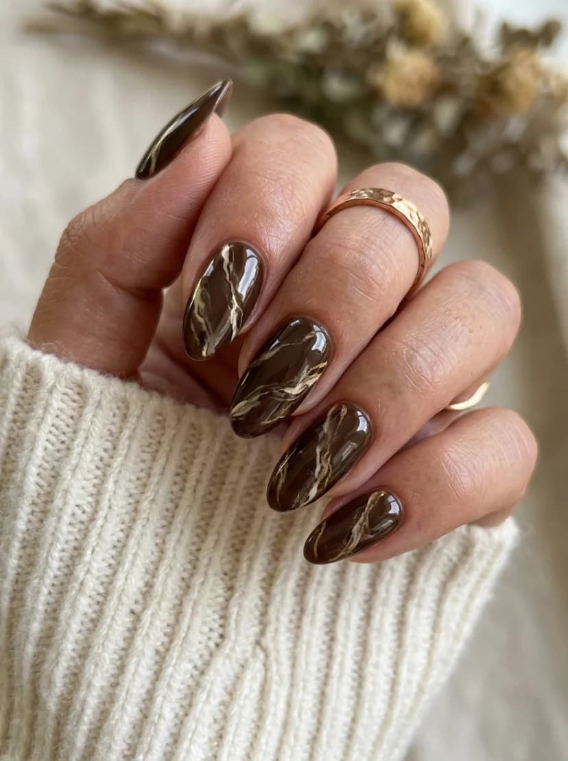 Brown Marble Nails
