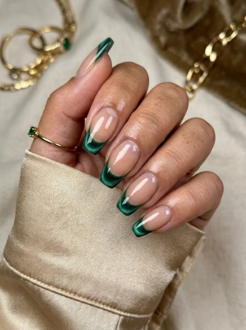 Emerald Green French Tips