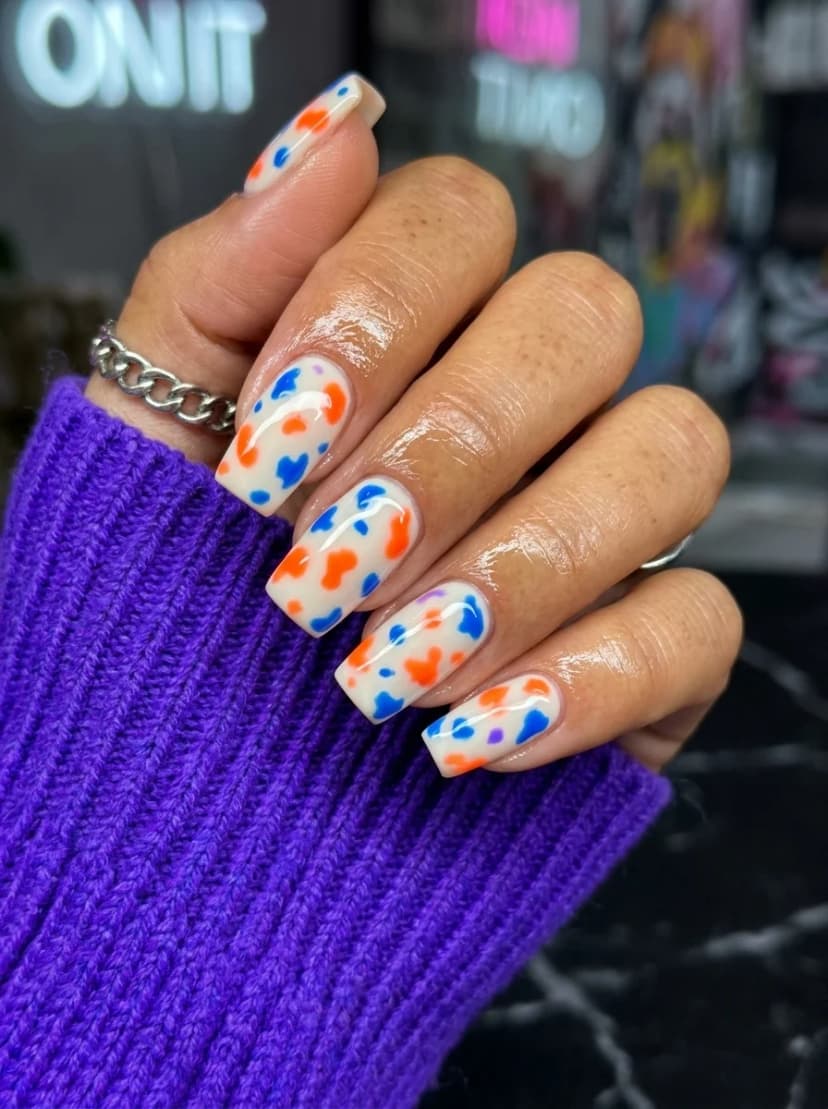 Abstract Colorful Confetti Nails