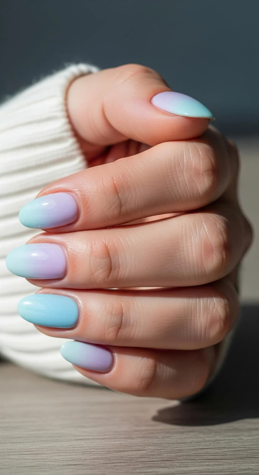 Periwinkle & Sky Blue Ombre Nails