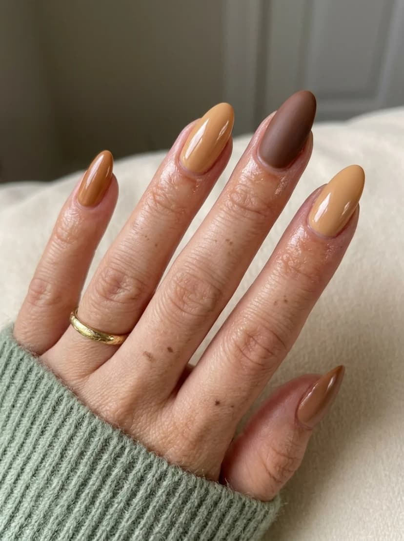 Multi-Tone Brown Nails
