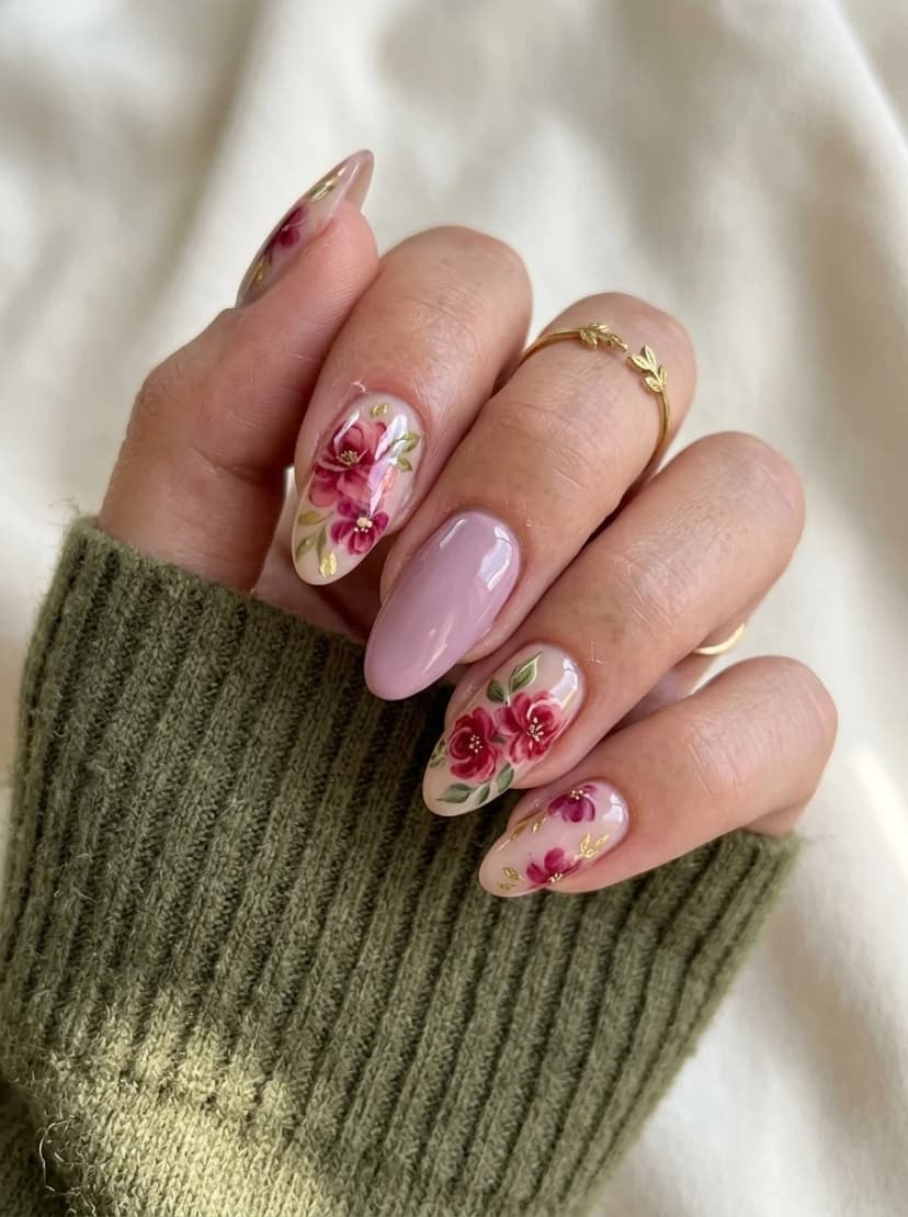 Nude with Rose Floral Art