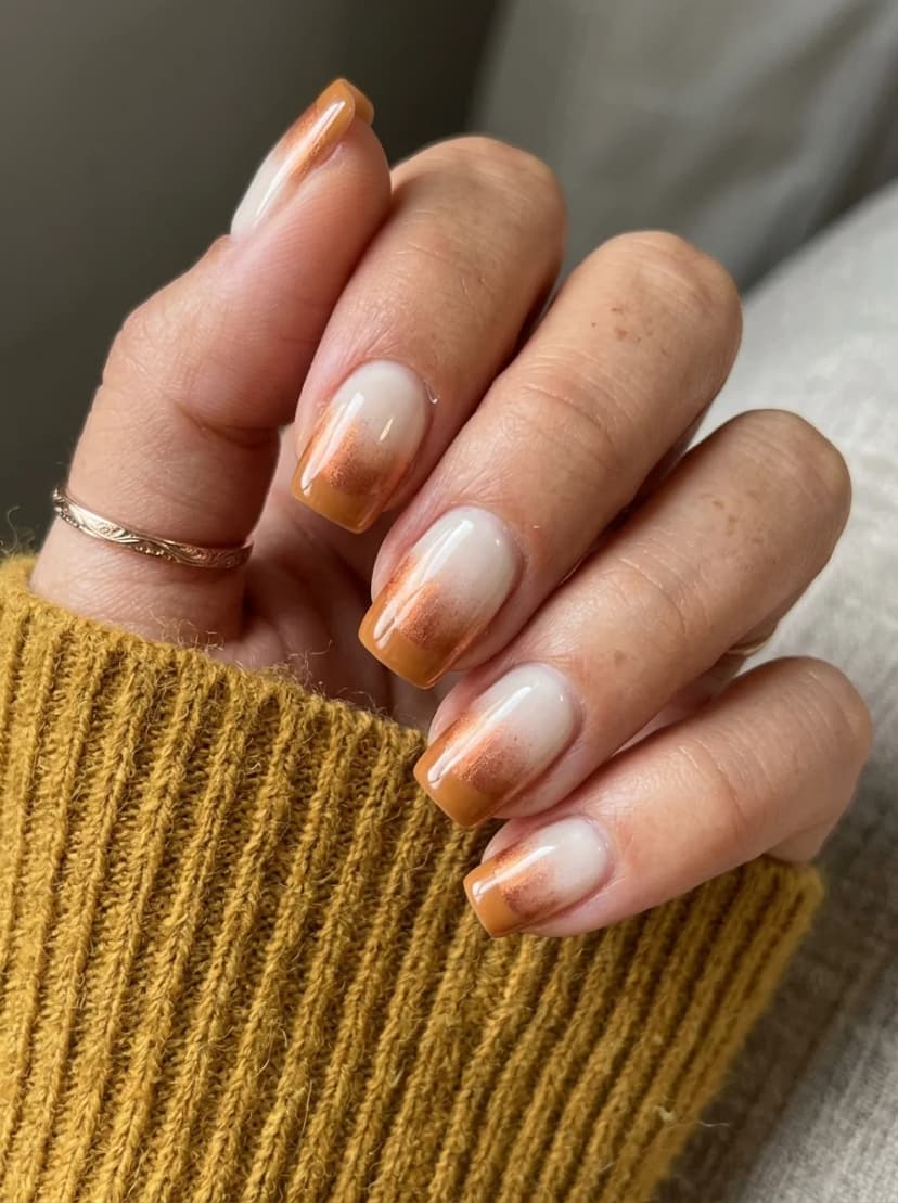Bronze Ombre Tip Nails