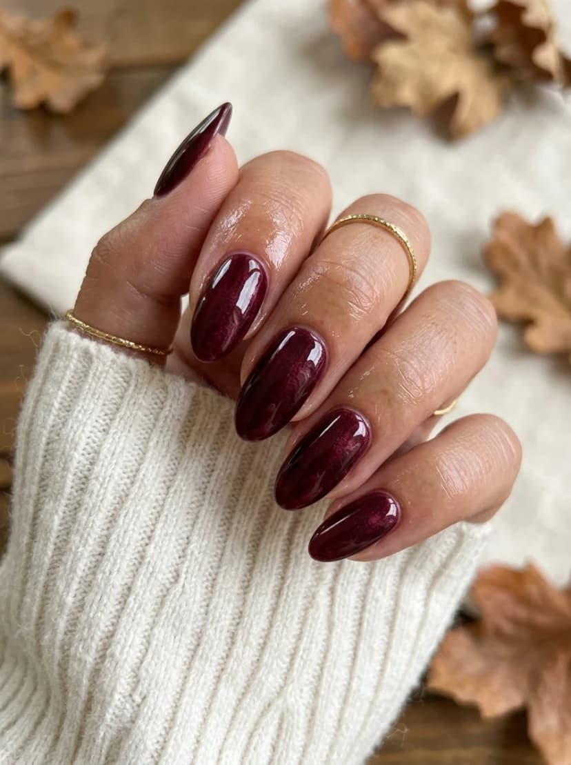 Burgundy Chrome Nails