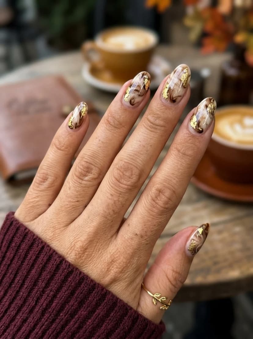 Brown Marble with Gold Leaf