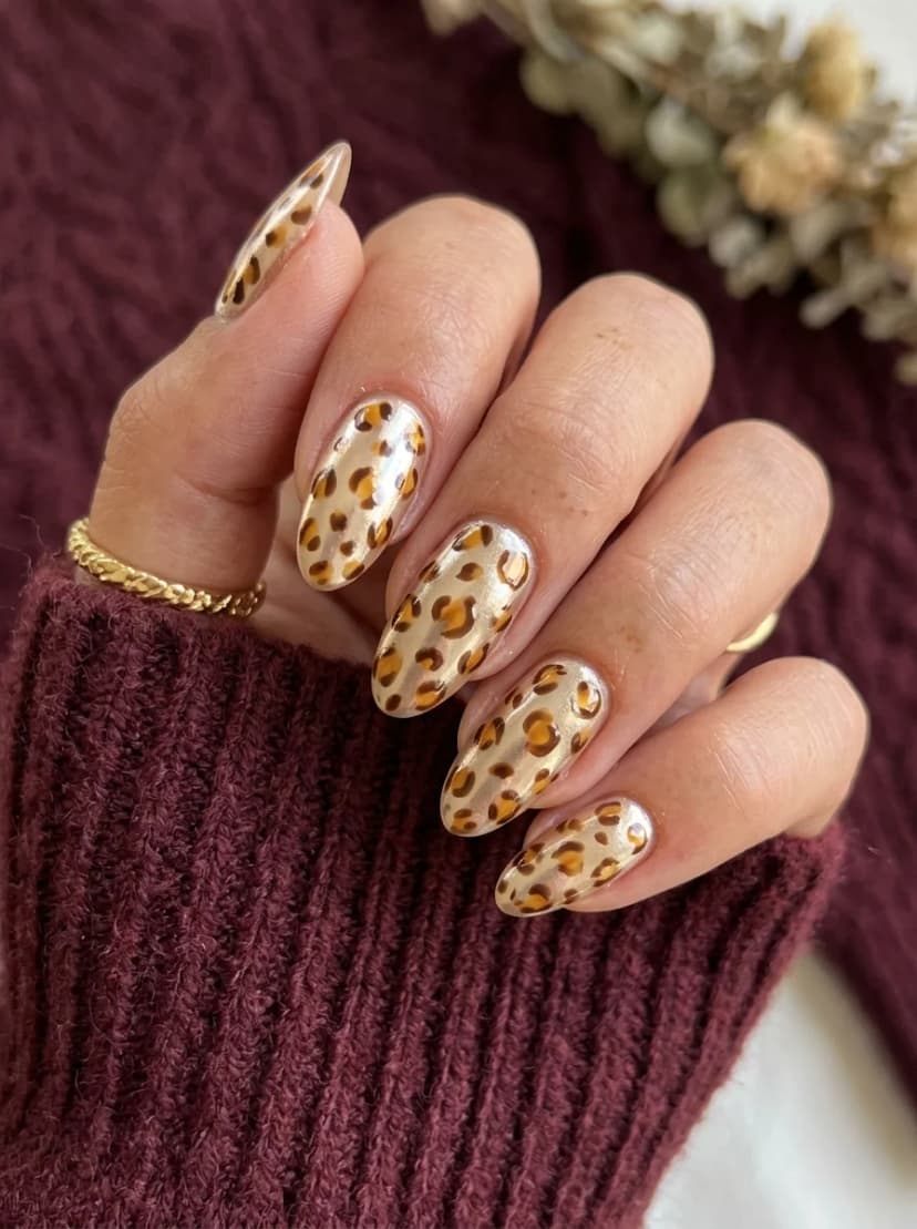Gold Tortoiseshell Nails