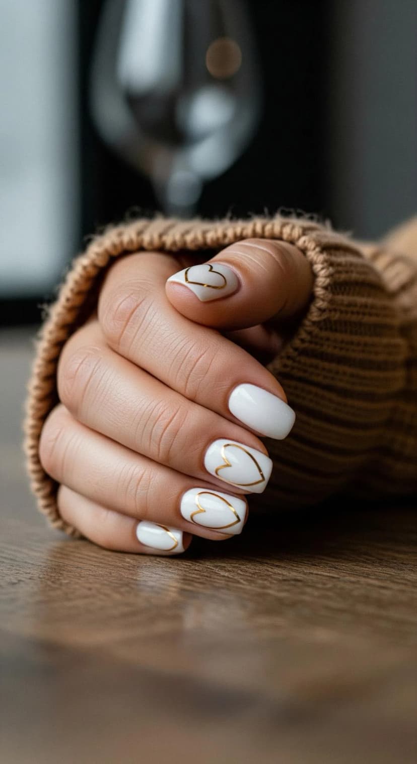 White Base with Delicate Gold Heart Details