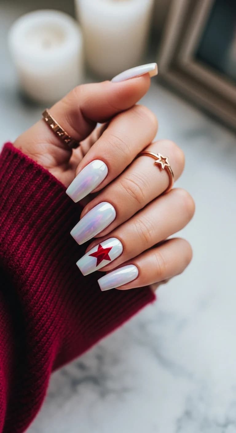 Iridescent Cloud Nine + Bold Red Star Accent