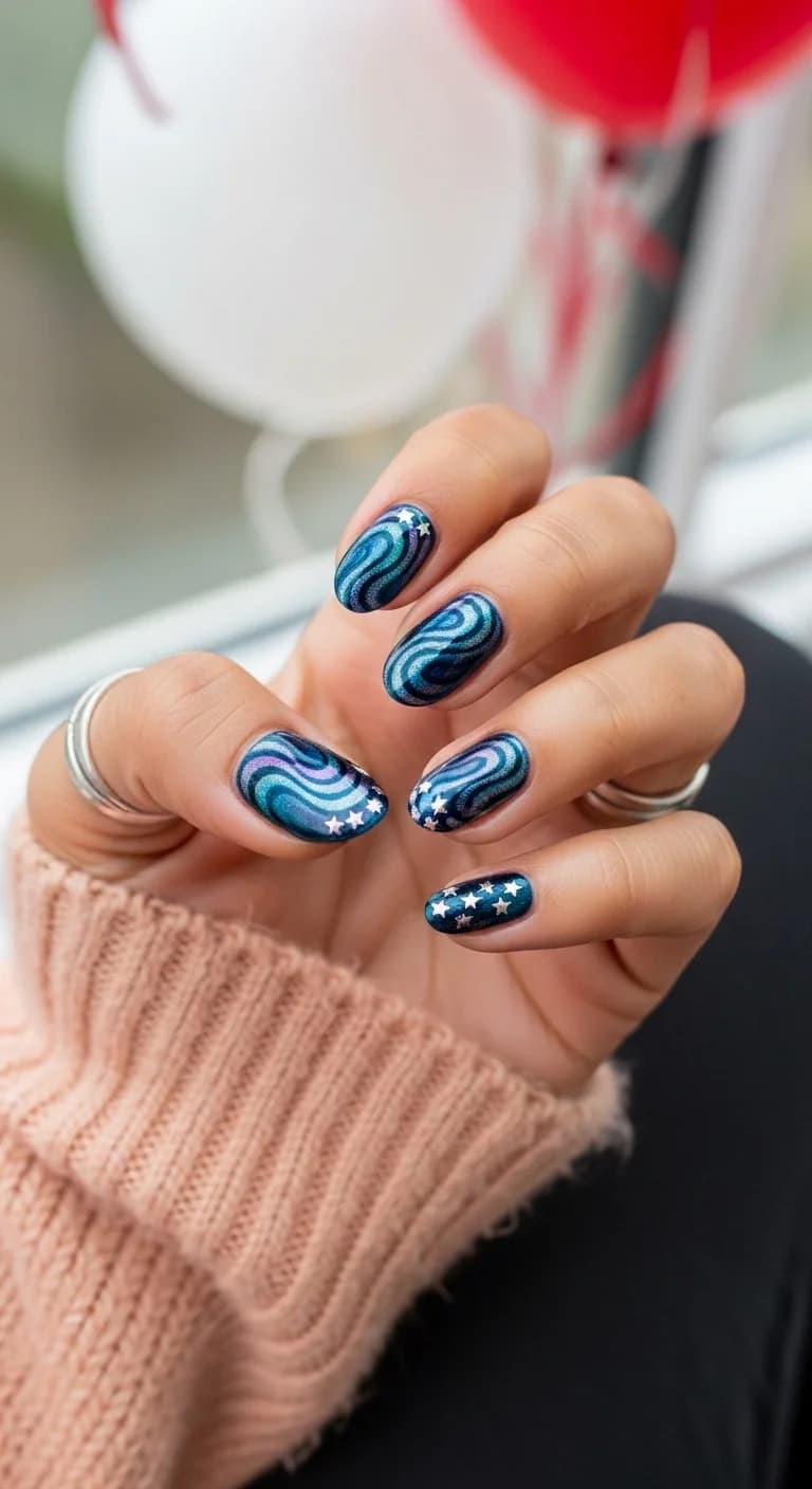 Oceanic Swirls with Starry Accents