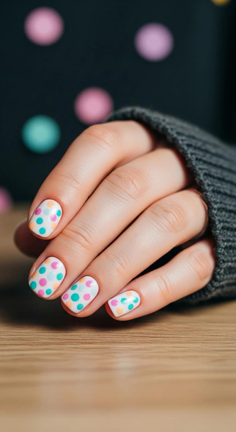 White Polka Dot Nails