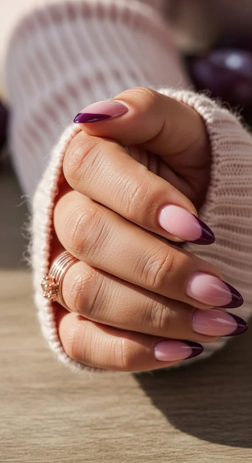 Plum French Manicure (Elegant with a Twist)