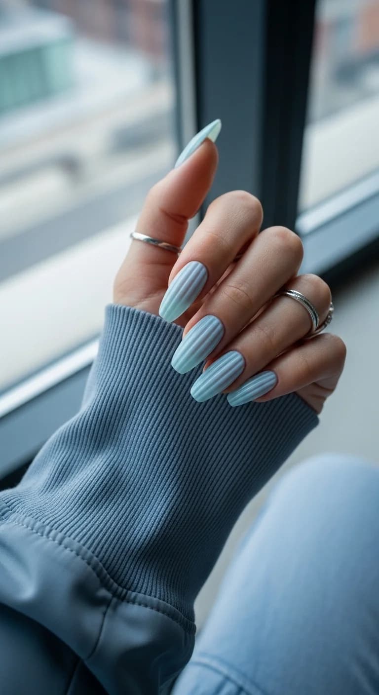 Light Blue with White 3D Ribbed Texture