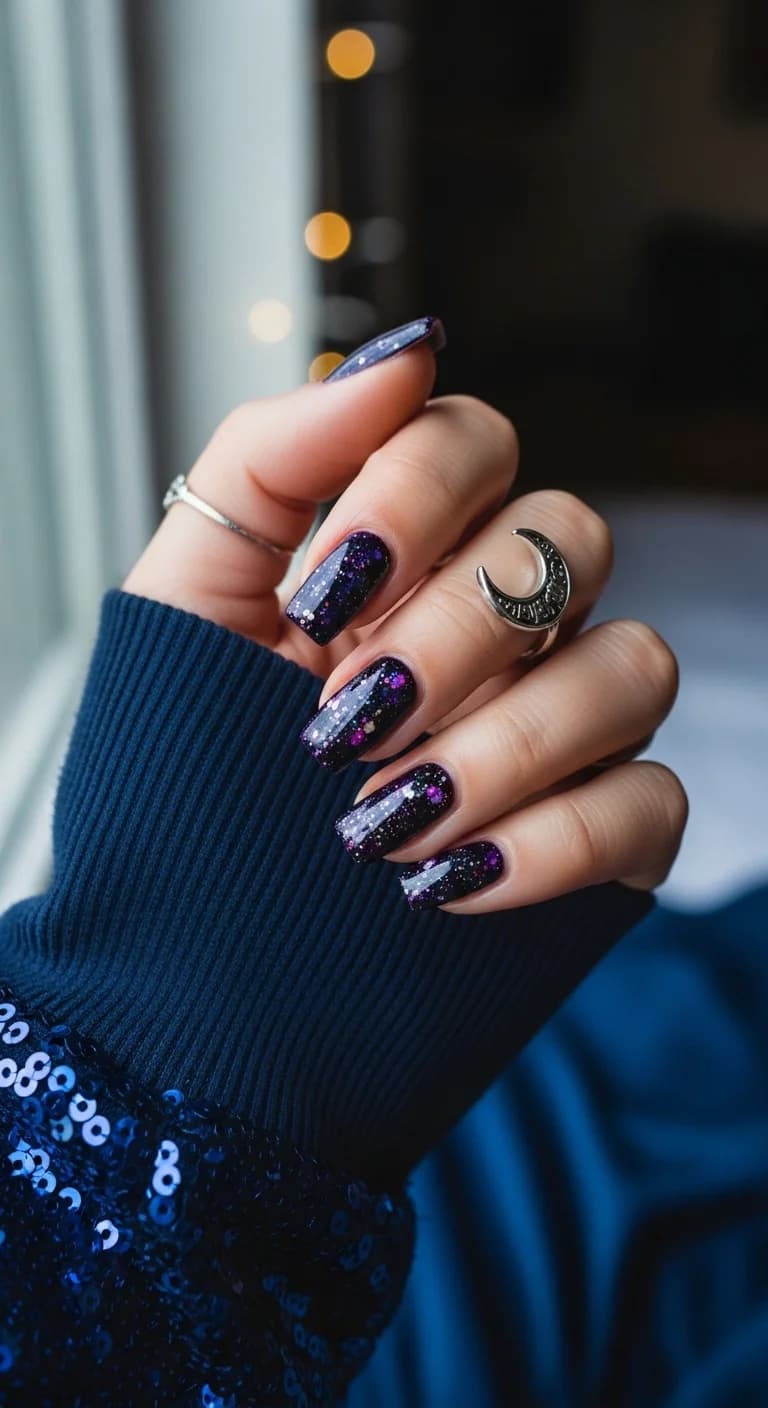 Deep Purple Glitter with Star Accents
