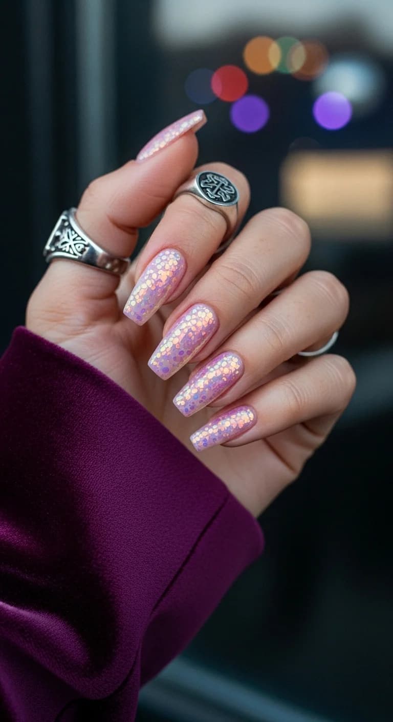 Iridescent Pink Glitter with Holographic Flakes