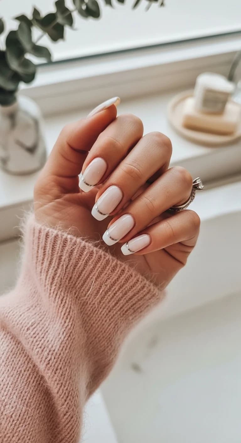 Modern French with Silver Metallic Outline