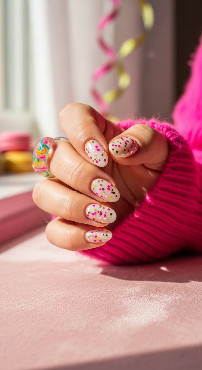 White Base with Colorful Confetti Glitter