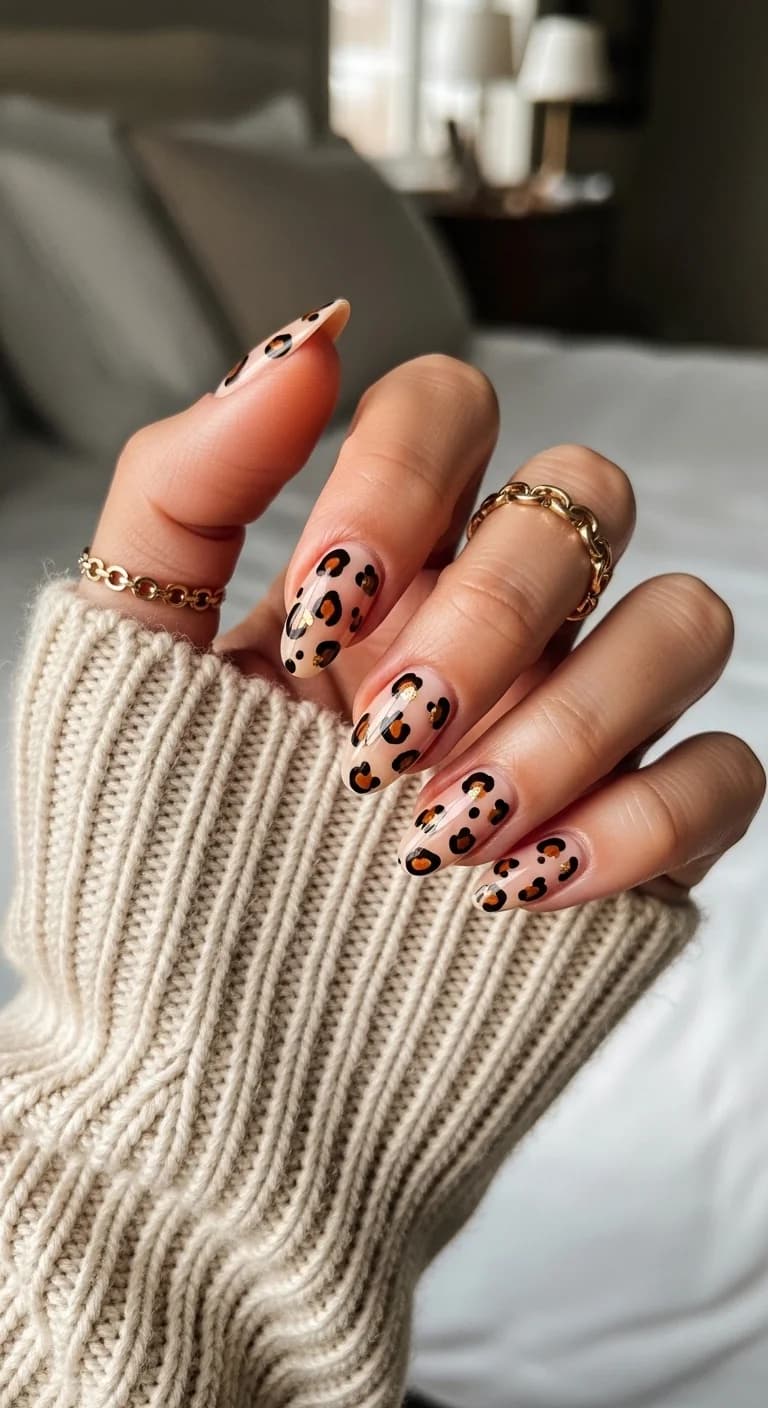 Sheer Nude with Brown Leopard Print