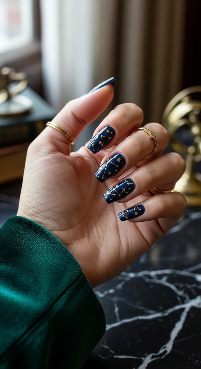 Dark Blue with Gold Constellation and Stars