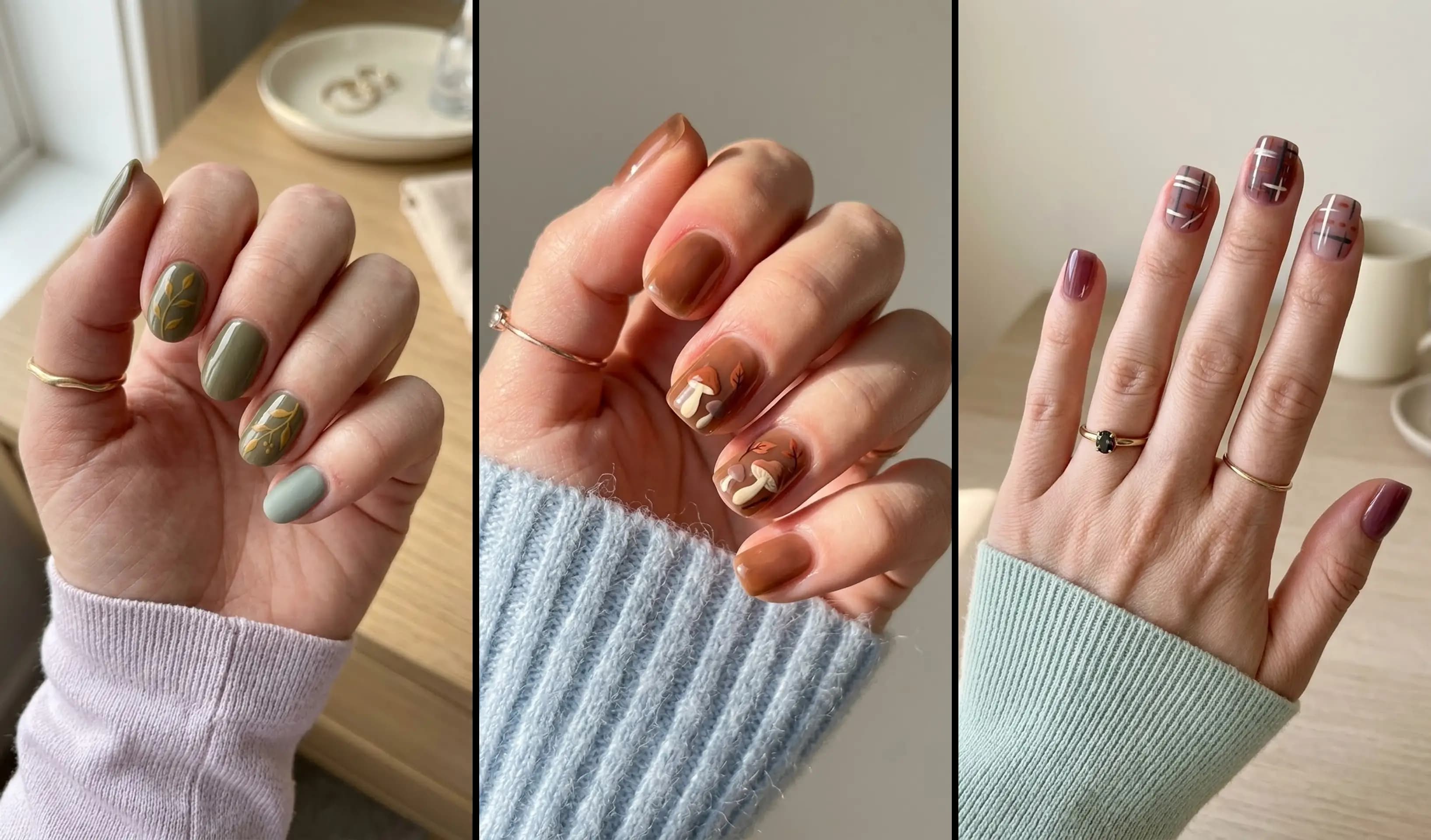 Celestial navy nails with crescent moons and stars for October