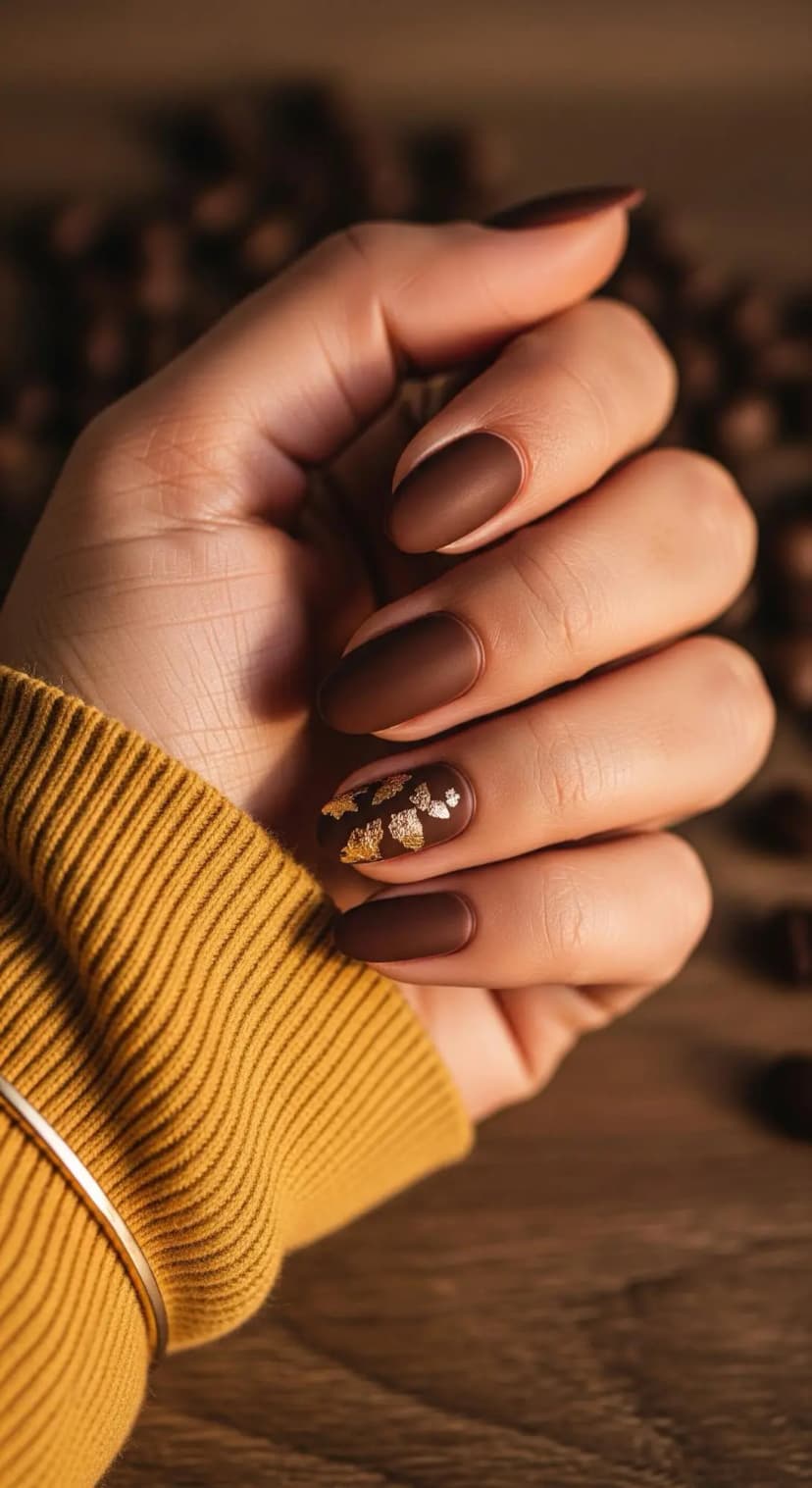 Espresso Matte Cream + Gold Leaf Accents