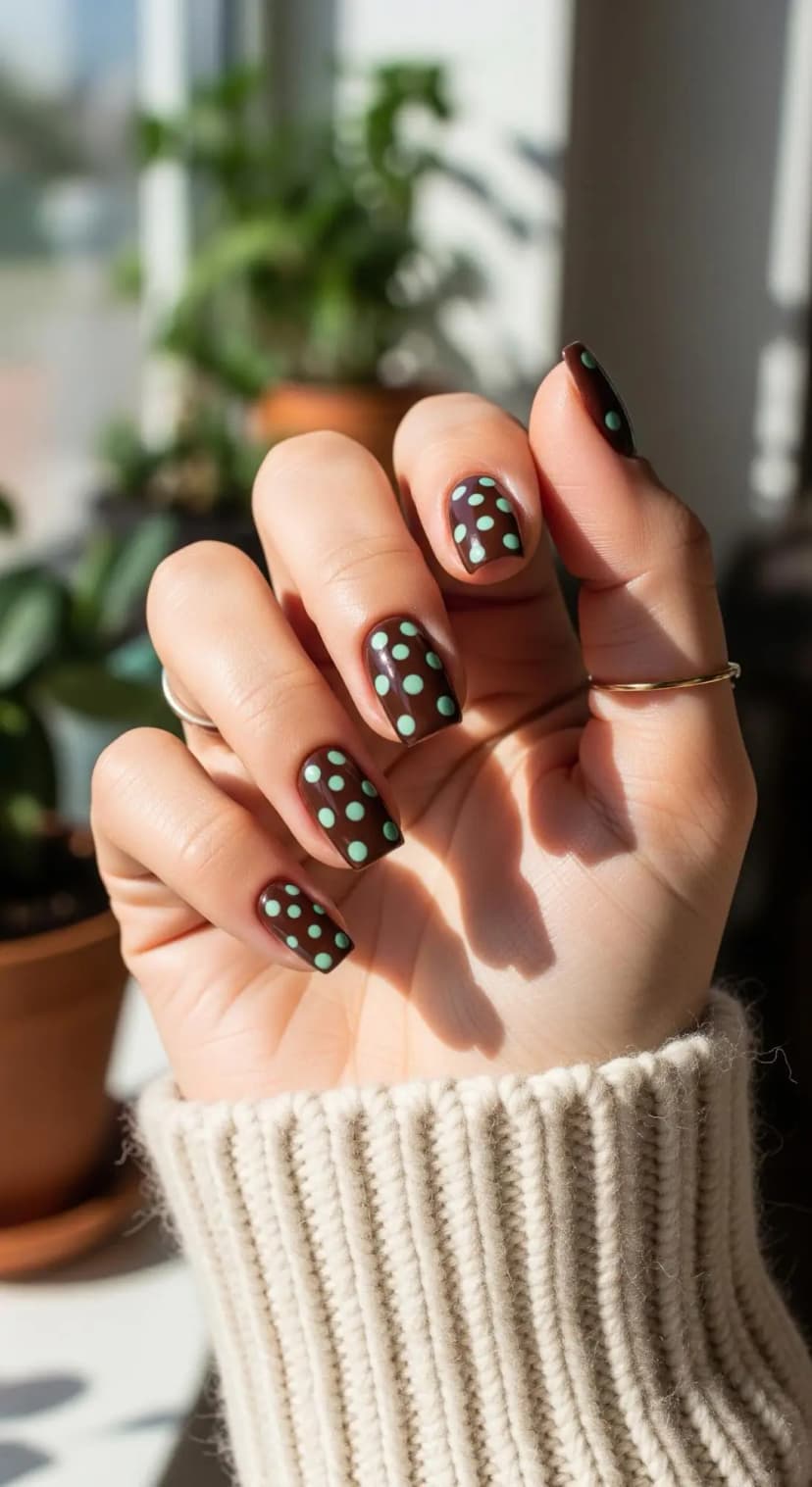 Rich Chocolate Swirls + Mint Dot