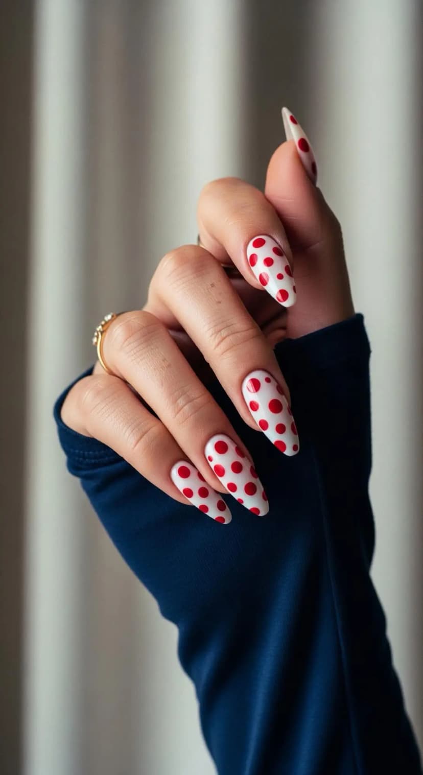 White Polka Dot Nails