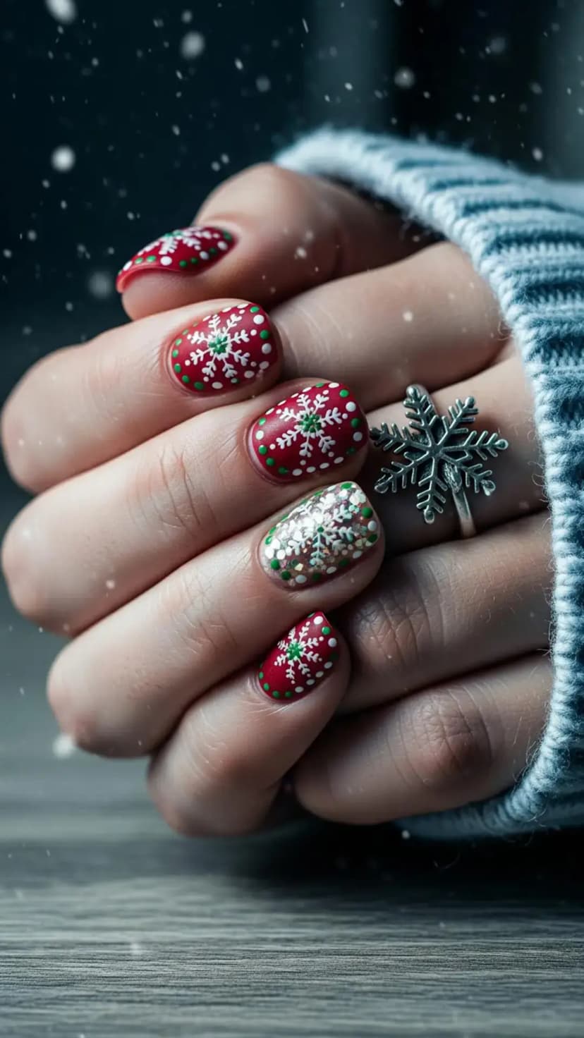 Red & Green Base + White Snowflake & Sweater Art
