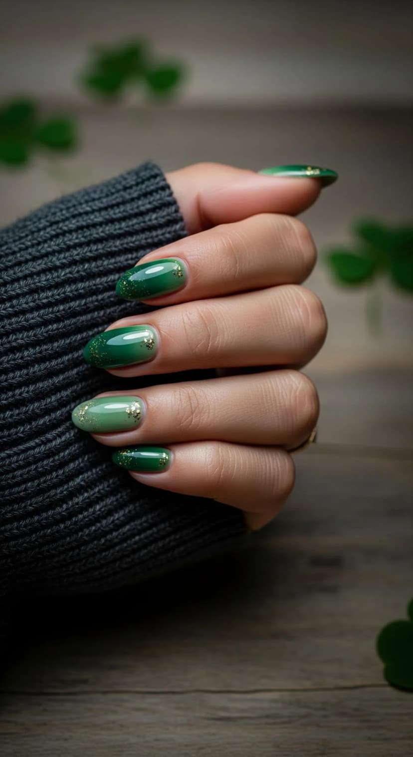 Dark Green Ombre Glitter Nails + Light Green Ombre Glitter Nails + Medium Green Ombre Glitter Nails